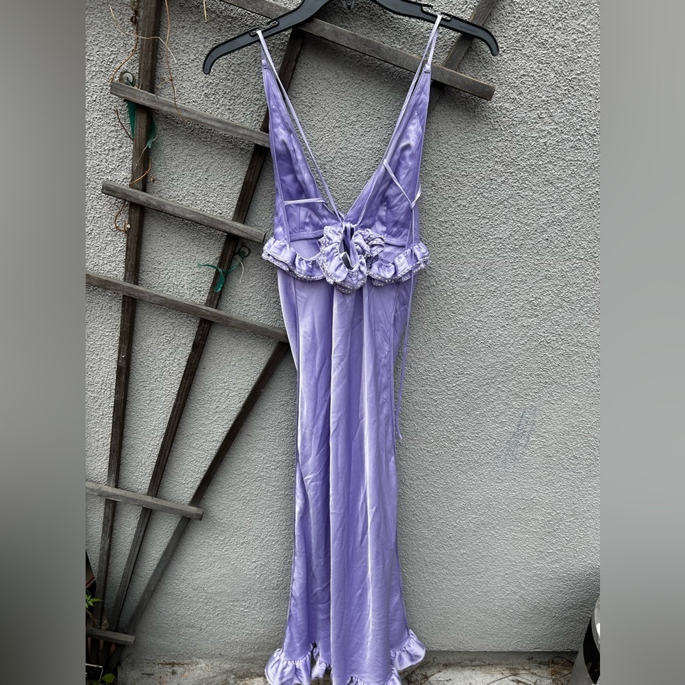 H&M FRILL-TRIMMED SLIP DRESS in Light Purple - Picture 12 of 16